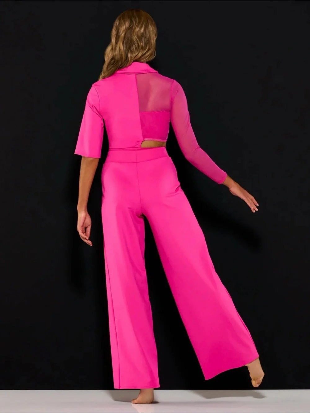 KELLE Trendsetter 3 Pc Fuchsia Dance Costume Adult L Pants Leotard Tube Top